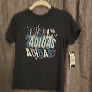 Adidas Kids Black and Blue Graphic Tee